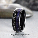 Meteorite Nebula Black Tungsten Ring 6 mm 8 mm