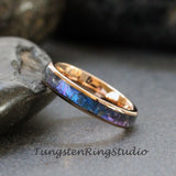 Crushed Alexandrite Rose Gold Tungsten Ring- Custom Order