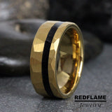 Black Tourmaline Gold Tungsten Ring- Custom Order