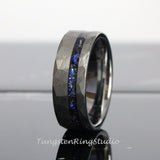 Meteorite Nebula Hammered Offset Tungsten Ring