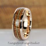 Whiskey Barrel Guitar String Rose Gold Tungsten Carbide Ring