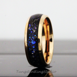 Meteorite Nebula Rose gold Tungsten Ring Set