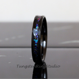 Meteorite Nebula Black Hammered Tungsten Ring 4mm