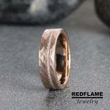 White Opal Hammered Rose Gold Tungsten Ring- Custom Order