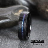 Alexandrite Crushed Hammered Tungsten Ring- Custom Order