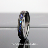 Meteorite Nebula Hammered Tungsten Ring 4 mm