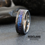 Alexandrite Crushed Hammered Tungsten Ring- Custom Order