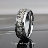 Black Rutilated Quartz Inlaid Tungsten Ring 4mm 6mm 8mm