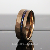 Meteorite Nebula Rose Gold Tungsten Ring Set