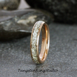 German Silver Glass Rose Gold Tungsten Ring Set