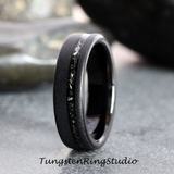 Meteorite Sandblasted Black Tungsten Carbide Ring 6 mm