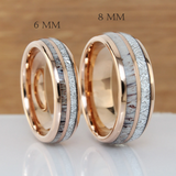 Deer Antler Meteorite Rose Gold Tungsten Ring