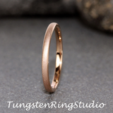 Rose Gold Sandblasted Tungsten Carbide Ring 2 mm 3 mm