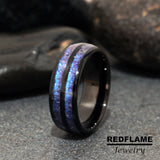 Double Inlay Alexandrite Crushed Tungsten Ring- Custom Order