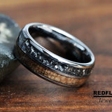 Meteorite Walnut Wood Tungsten Ring- Custom Order