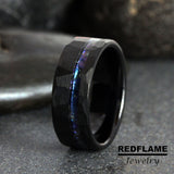 Alexandrite Crushed Hammered Tungsten Ring- Custom Order