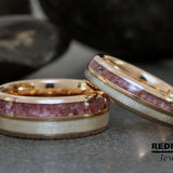 Crushed Garnet White Birch Wood Tungsten Ring- Custom Order