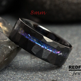 Alexandrite Crushed Hammered Tungsten Ring- Custom Order