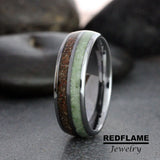 Dinosaur Bone and Jade Tungsten Ring- Custom Order