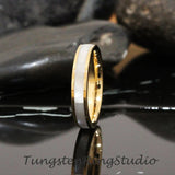 Mother of Pearl Yellow Gold Tungsten Ring Set