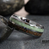 Dinosaur Bone and Jade Tungsten Ring- Custom Order