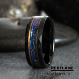 Alexandrite Crushed Hammered Tungsten ring- Custom Order