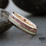 Crushed Garnet White Birch Wood Tungsten Ring- Custom Order