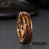 Dinosaur Bone and Whiskey Barrel Tungsten Ring- Custom Order