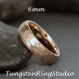 Hammered Rose Gold Tungsten Carbide Ring 2 mm 4 mm 6 mm 8mm