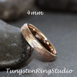 Hammered Rose Gold Tungsten Carbide Ring 2 mm 4 mm 6 mm 8mm