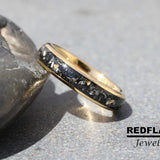 Gold Foil Leaf Meteorite Tungsten Ring- Custom Order