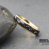 Gold Foil Leaf Meteorite Tungsten Ring- Custom Order