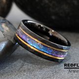 Alexandrite Crushed Hammered Tungsten ring- Custom Order