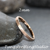 Hammered Rose Gold Tungsten Carbide Ring 2 mm 4 mm 6 mm 8mm