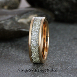 German Glass Flat Rose Gold Tungsten Ring 4mm 6 mm 8mm