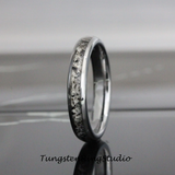 Black Rutilated Quartz Inlaid Tungsten Ring 4mm 6mm 8mm