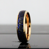 Meteorite Nebula Rose Gold Tungsten Ring