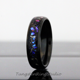 Meteorite Nebula Black Tungsten Ring Set