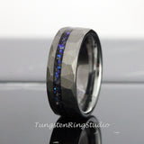 Meteorite Nebula Hammered Offset Tungsten Ring