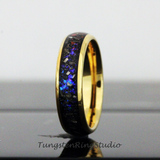 Meteorite Nebula Yellow Gold Tungsten Ring