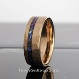 Meteorite Nebula Rose Gold Tungsten Ring Set