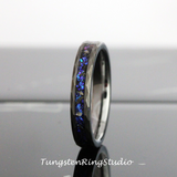 Meteorite Nebula Hammered Tungsten Ring 4 mm