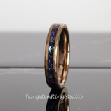 Meteorite Nebula hammered Rose Gold Tungsten Ring