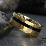 Black Tourmaline Gold Tungsten Ring- Custom Order