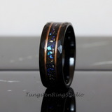 Meteorite Nebula Rose Strips Hammered Tungsten Ring