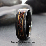 Meteorite Red Dinosaur Bone Gold Stripe Tungsten Ring