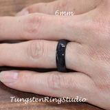 Blue Sandstone Nebula Tungsten Ring Set