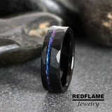 Alexandrite Crushed Hammered Tungsten Ring- Custom Order