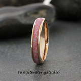 Crushed Pink Opal Inlaid Rose Gold Tungsten Carbide Ring 4 mm