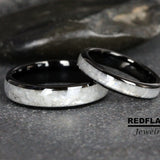 Rainbow Moonstone Black Tungsten Ring- Custom Order